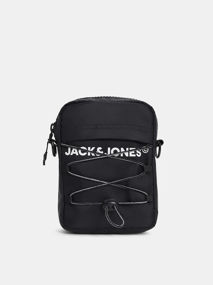 BLACK LOGO PRINT SLING BAG