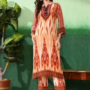 Anarkali Dress Brown White