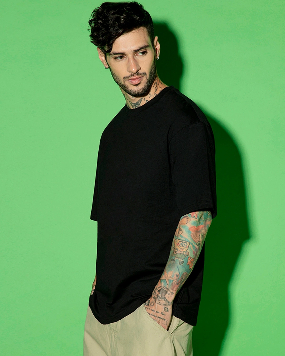 Men Black Tshirt Half Sleeves - Image 2