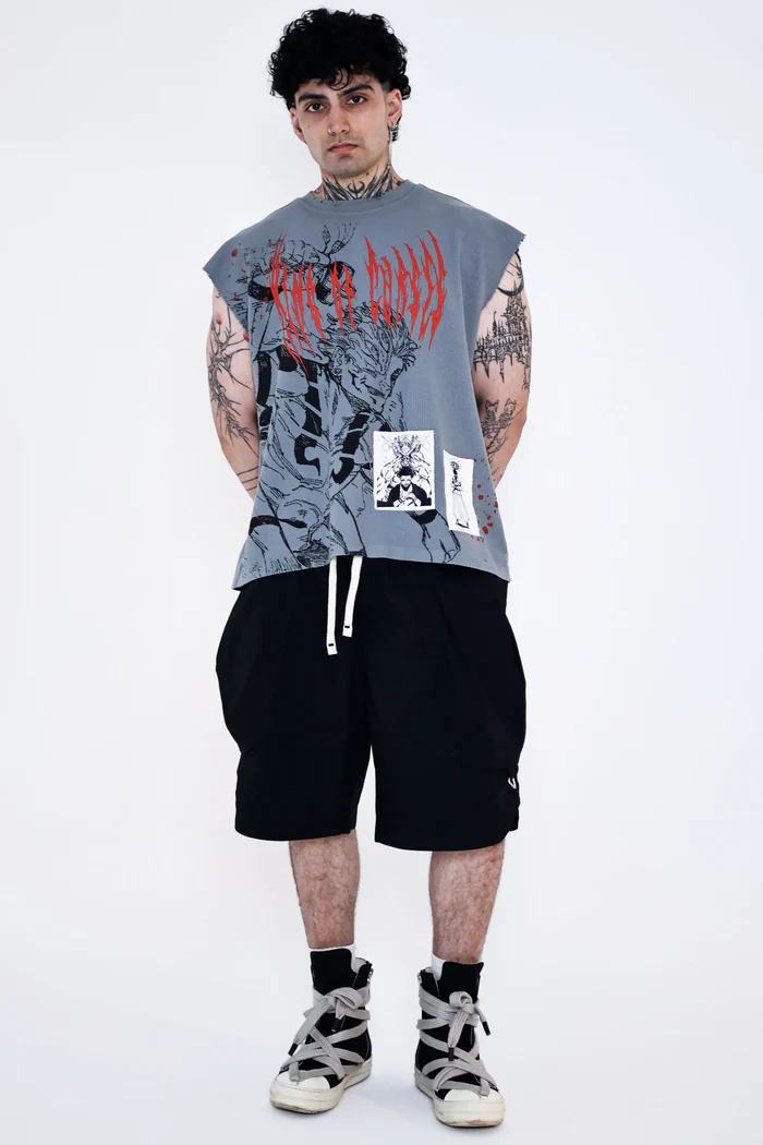 Waffle Vest with Patchwork